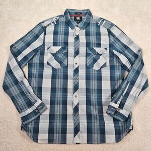 ROCK REPUBLIC Mens Plaid Long Sleeve Button Up Shirt Stretch XL Rugged Americana